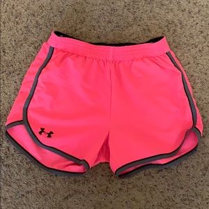 Pink under armour running shorts
